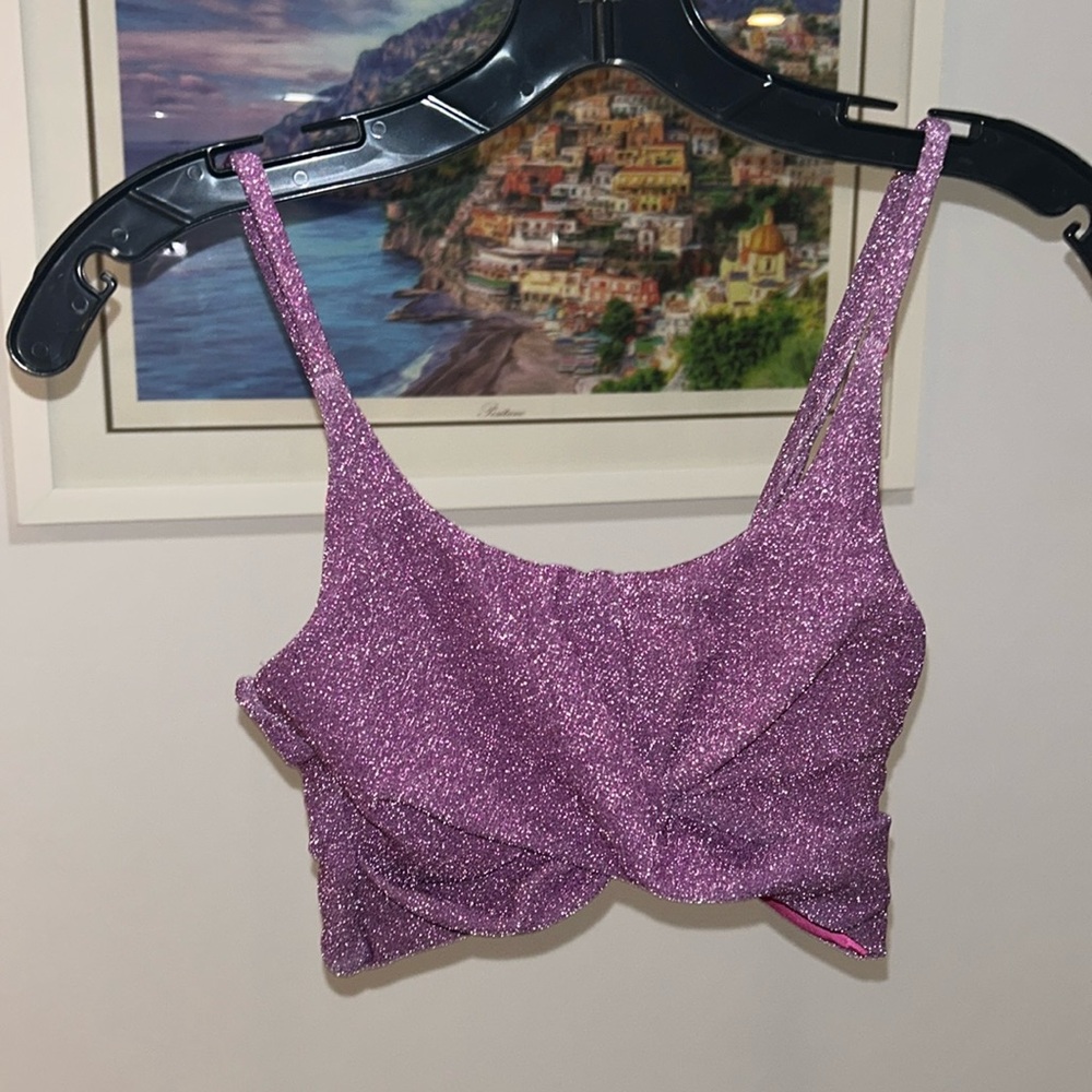 Purple Glitter Women's Swim Top